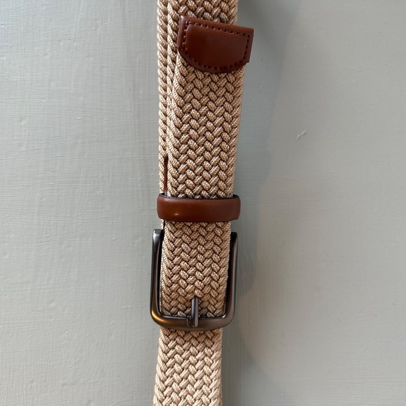 Penguin Men Braided Belt Genuine Brown Leather S 32 Elastic (BL005) - Picture 3 of 4